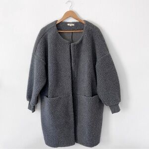 EUC Madewell Bonded Sherpa Cocoon Coat in Heather Grey Carbon | Women's Plus XXL